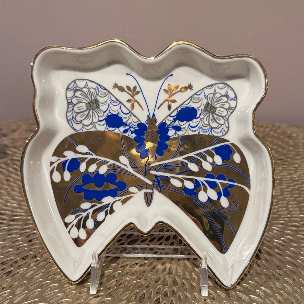 Anthropologie by Lauren McIntosh Butterfly Trinket Decorative Dish Stoneware